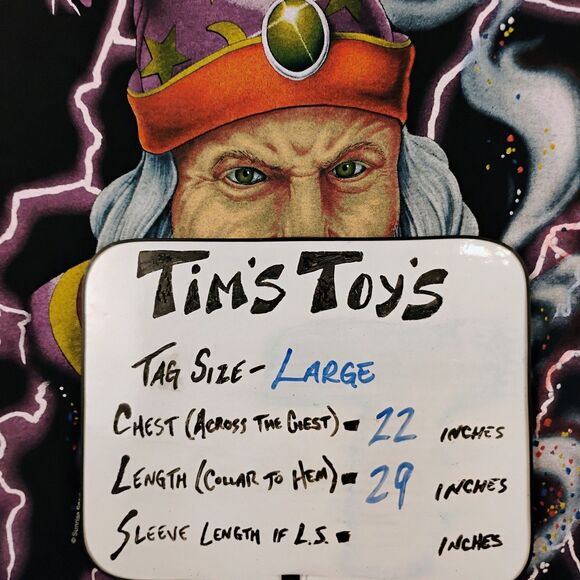 VTG 90's Wizard in Lightning Storm Caribbean Dream AOP T-Shirt Mens Large D&D - Picture 9 of 9